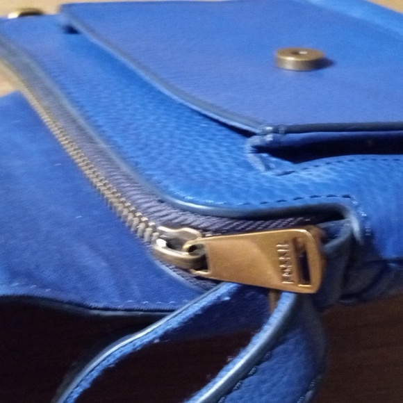 Fossil 1954 Vibrant Blue Two Tone Leather Perfect Stunning - Picture 10 of 16